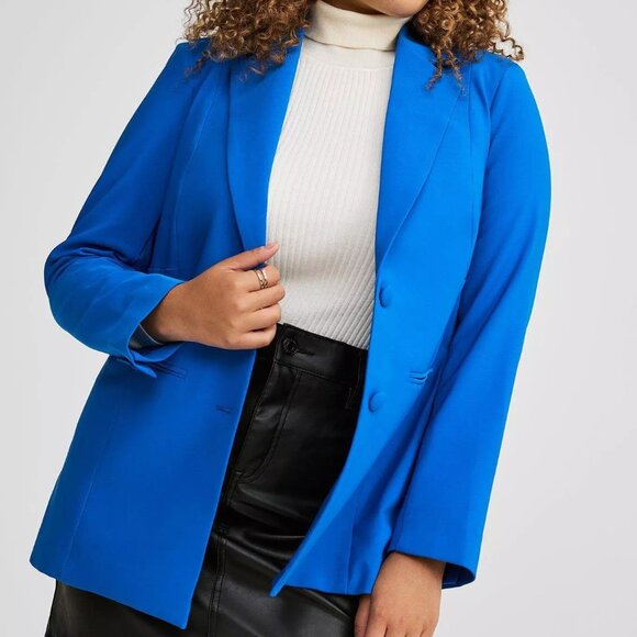 NWT Torrid Skydiver (Blue) Soho Studio Refined Crepe Blazer in Size 00 M/L - Picture 1 of 14